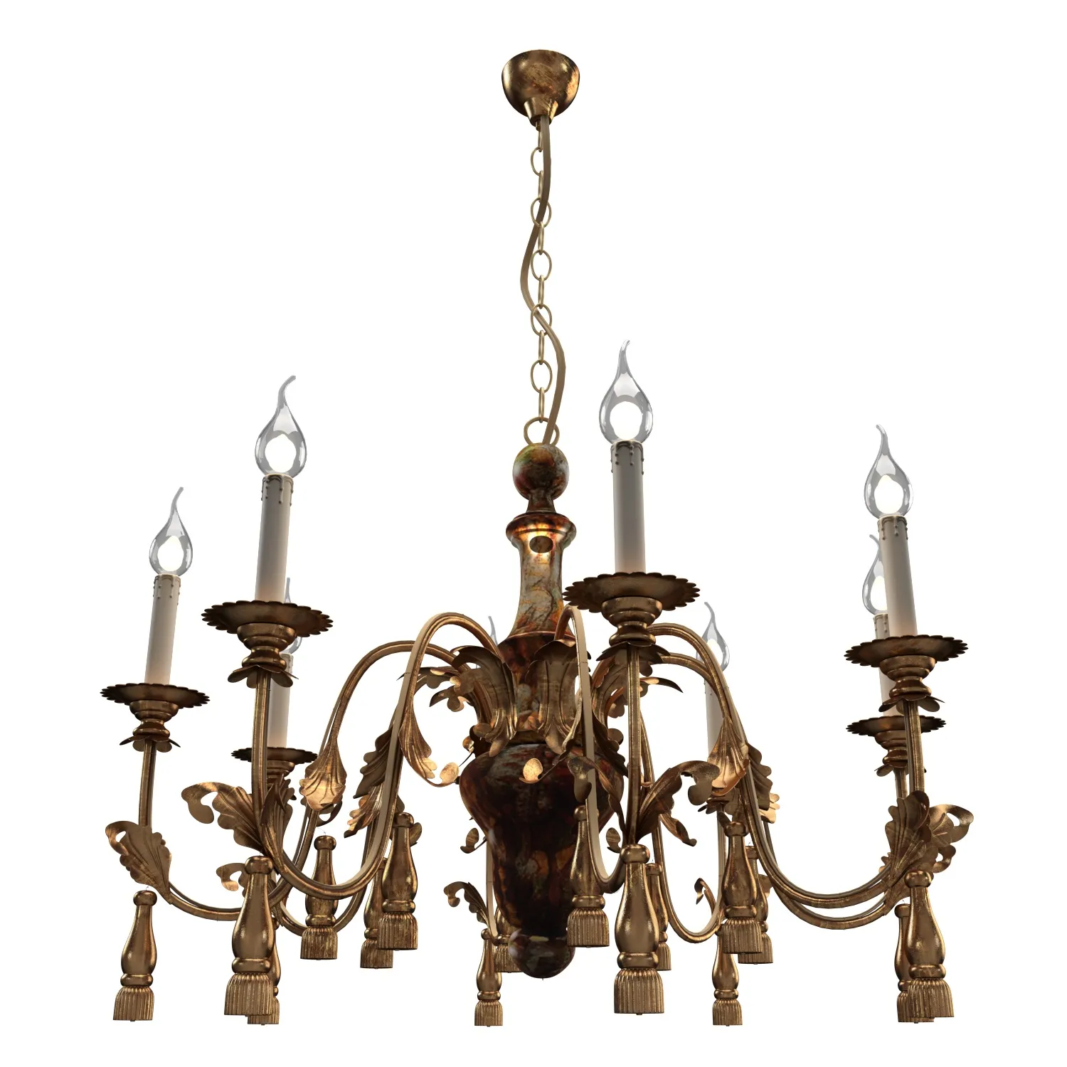 Italian 8 Light Painted Column Chandelier 3D Model_06